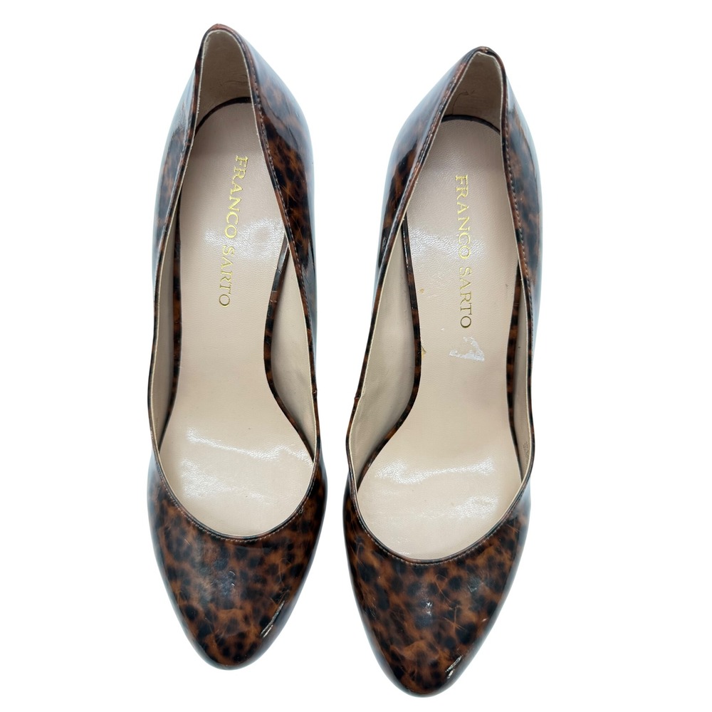 Franco Sarto Madison Pumps Womens 10.5M Brown Leopard Good Patent Animal Print - Picture 4 of 6